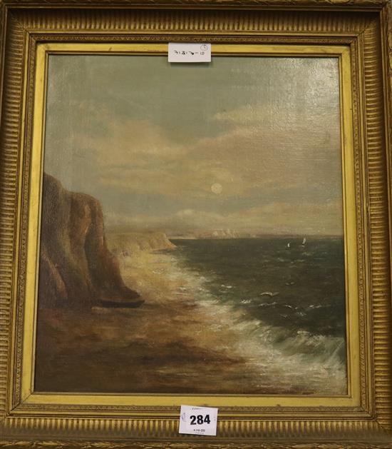 Victorian oil, Coastal scene & Dennis Flanders St Vedast(-)